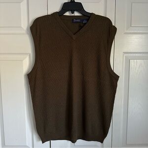 Barry Bricken Sweater Vest Mens XL Brown V Neck Silk Cashmere Grandpa Academia
